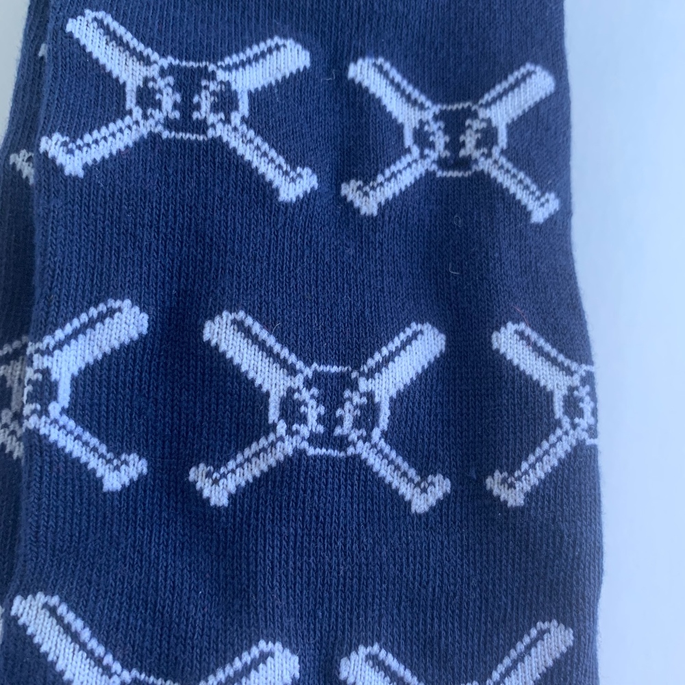Funky Socks Men's Blue Crew Dress Socks Baseball - Picture 2 of 5